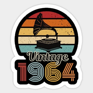 Vintage 1964 | Vintage Born In 1964 Retro 60th Birthday,A cLASSIC Gramophone Design Sticker